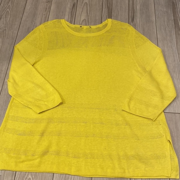 Talbots yellow linen sweater size L - Picture 4 of 6